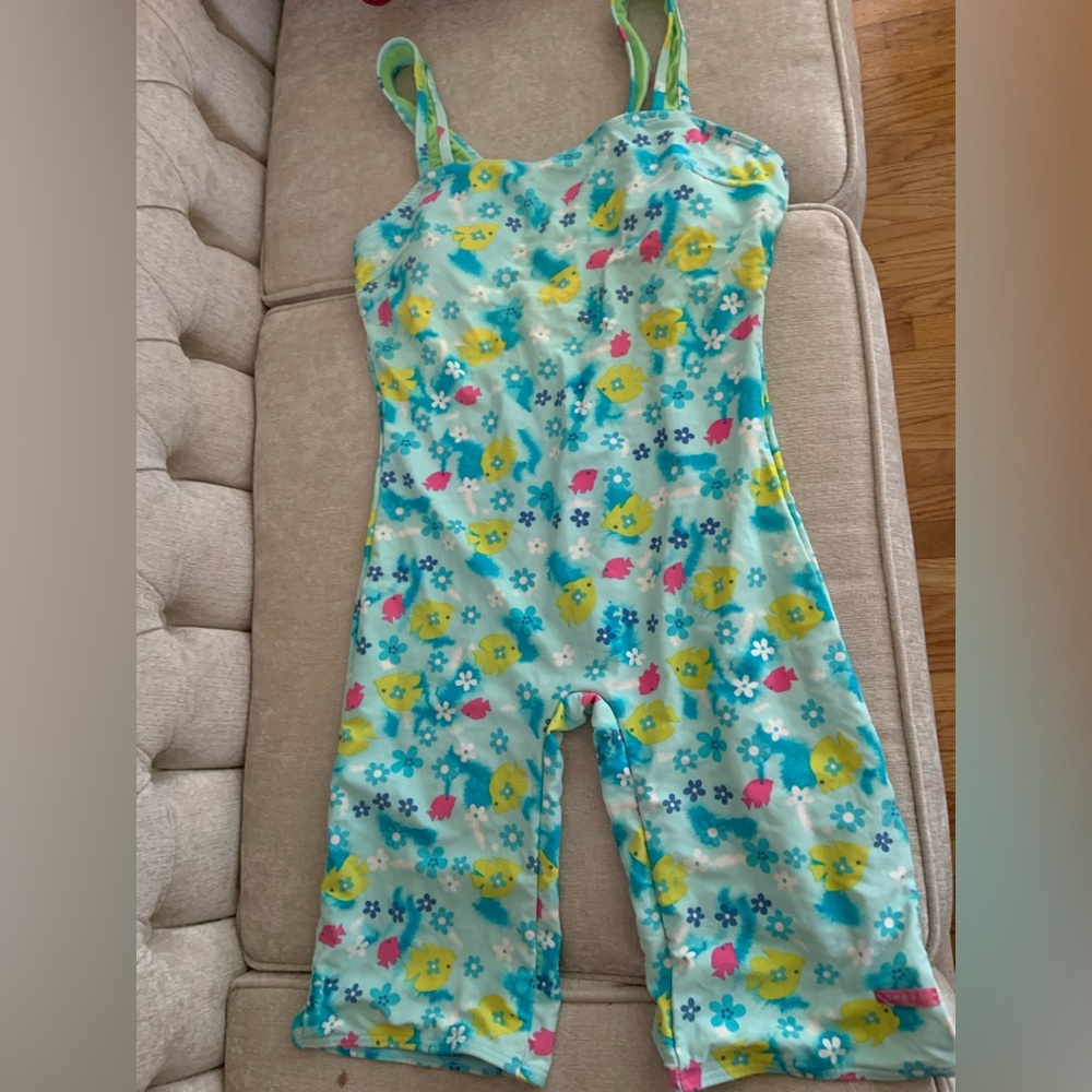 Blue and Yellow One Piece Swimwear